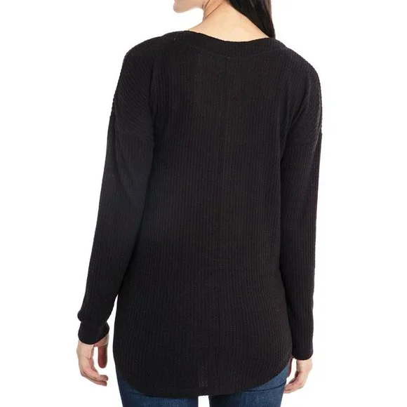 NEW WITH TAGS ISSAC MIZRAHI WOMEN'S WAFFLE KNIT BUTTON-UP TOP - Picture 2 of 3